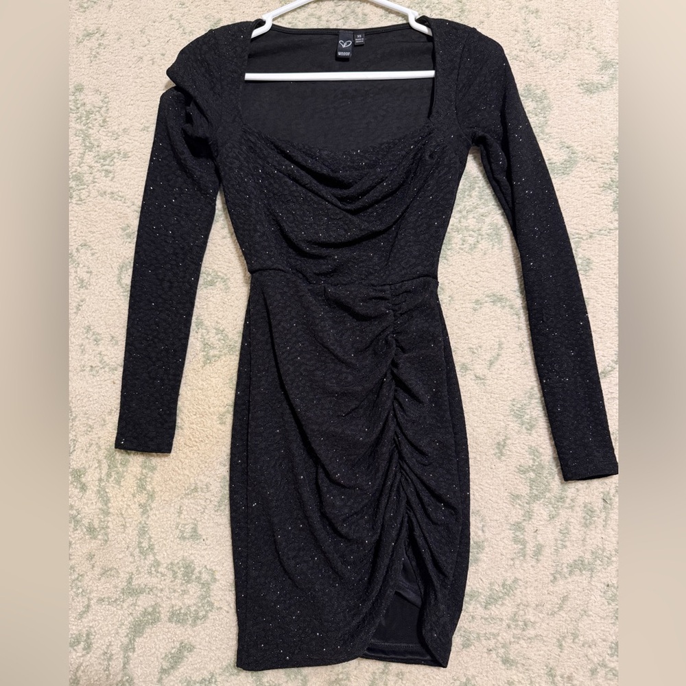 Windsor Black Sparkle Long Sleeve Dress